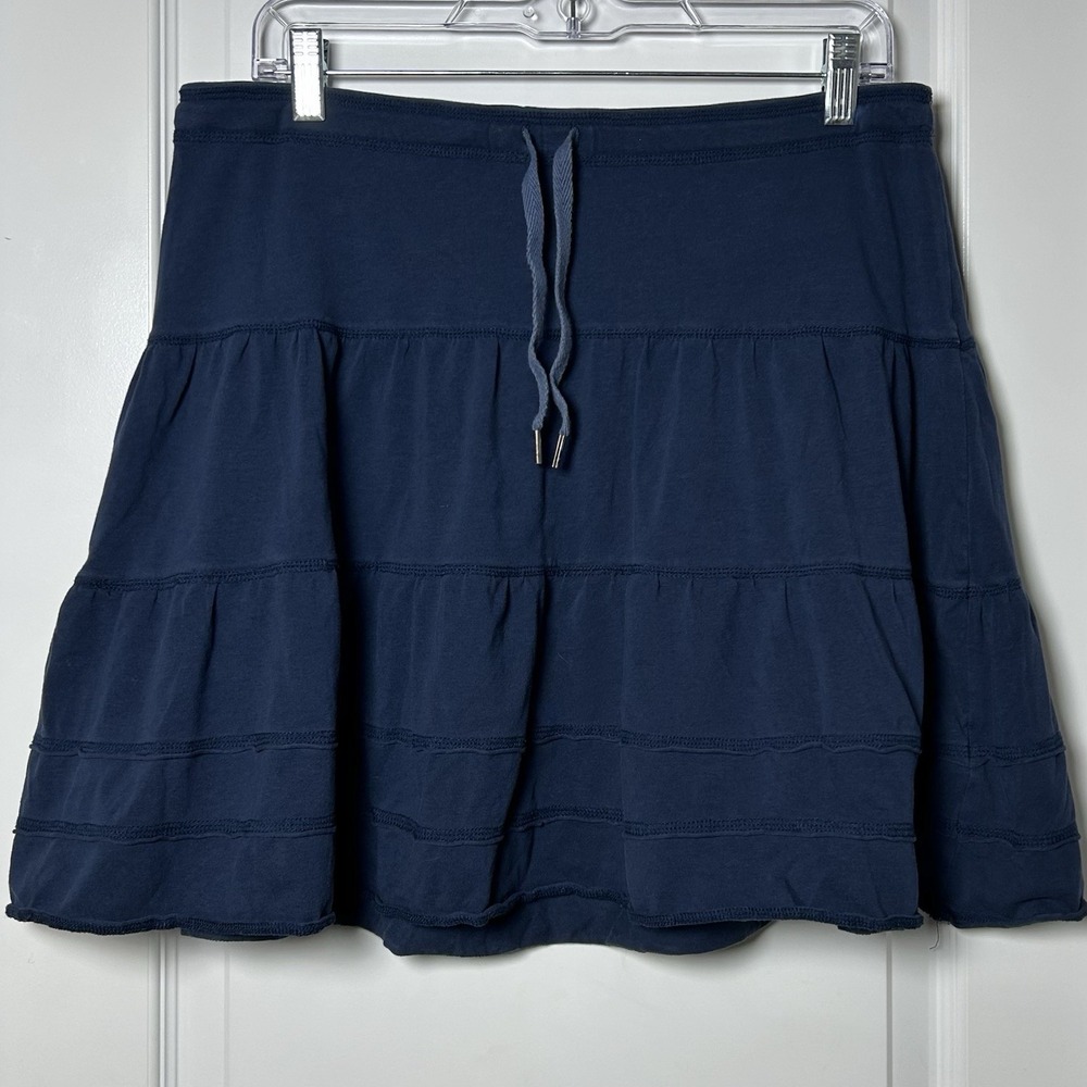 Lipstick‎ Navy Cotton Stretch Tiered Ruffle Flouncy Mini Skirt Nautical Style